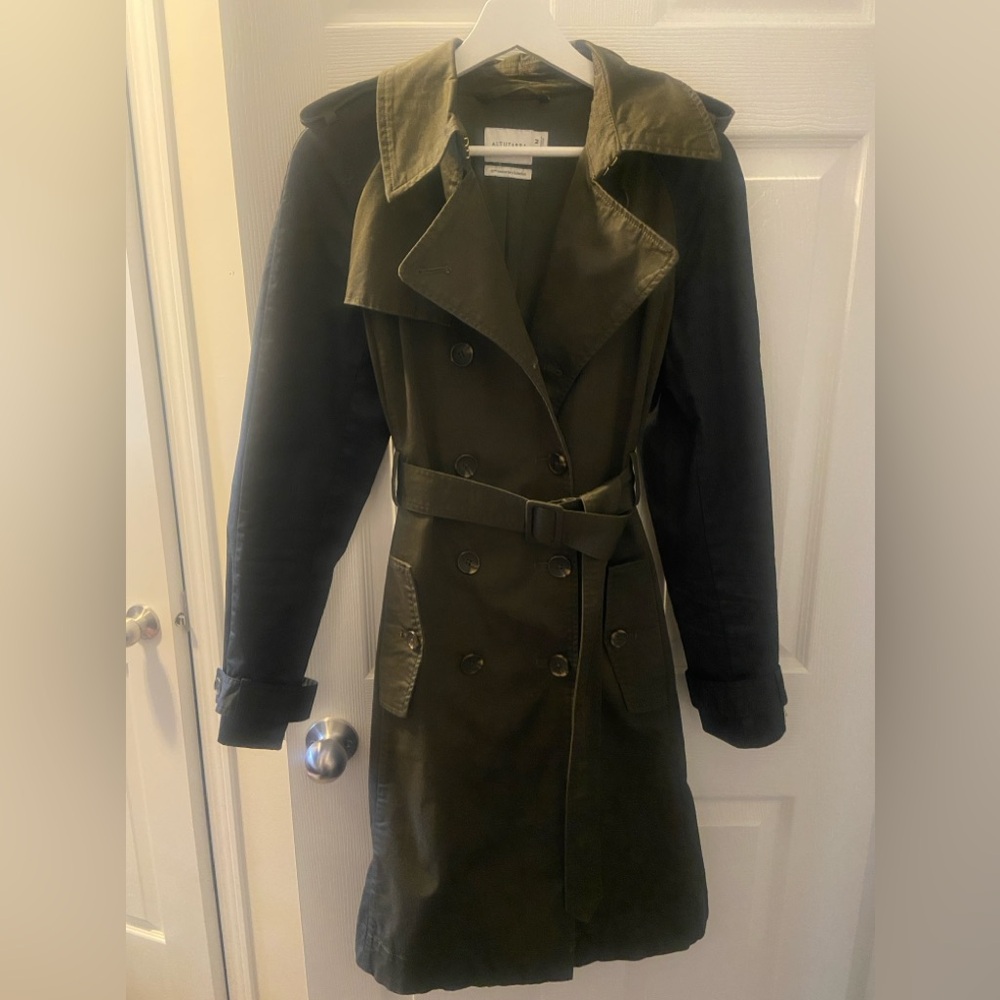 Altuzarra Olive green medium trench coat. Approximately 36 inches long.